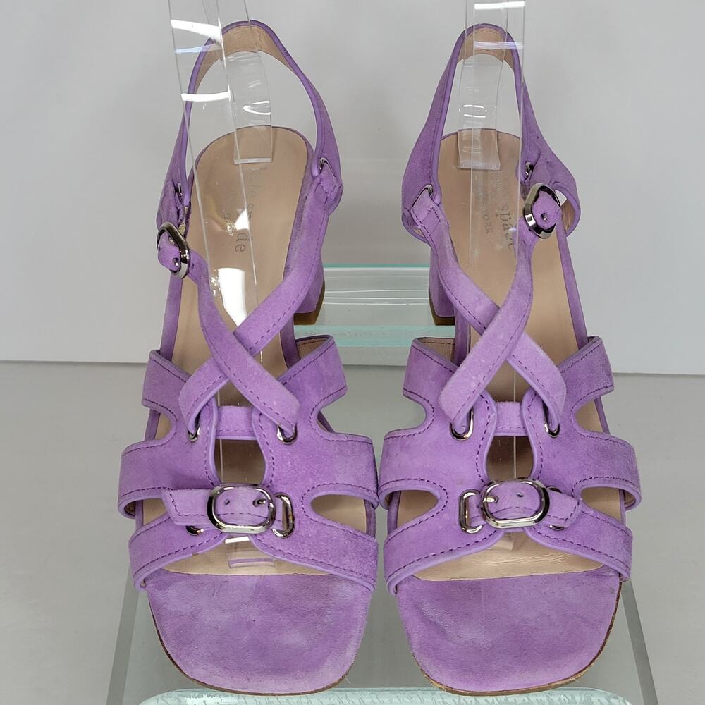 KATE SPADE New York Ella Suede Block Heel Strappy Sandals Lilac sz 6.5